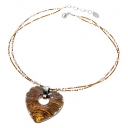 Šperky Murano Millefiori - Náhrdelník SABI - hnedá