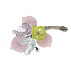 Šperky Murano Millefiori - Brošňa Fiorella - farebná svieža