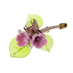 Šperky Murano Millefiori - Brošňa Fiorella - ružovo-zelená