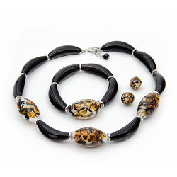 Šperky Millefiori - Set LATOYA - čierno-hnedý