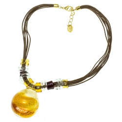 Šperky Murano Millefiori - Náhrdelník SUE  - hnedý