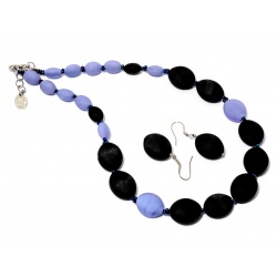 Šperky Murano Millefiori - Set MATILDA - fialovo-čierny