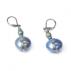 Šperky Murano Millefiori - Náušnice FLOW - modro-šedé