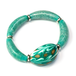 Šperky Murano Millefiori - Náramok LILYS - zeleno-bielo-hnedý