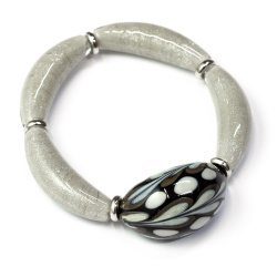 Šperky Murano Millefiori - Náramok LILYS - čierno-šedý