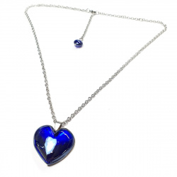 Šperky Murano Millefiori - Náhrdelník MAGIC HEART - modrý