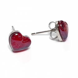 Šperky Murano Millefiori - Náušnice MAGIC HEART - červené