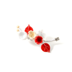Šperky Murano Millefiori - Brošňa CRENGUTA - červeno biela