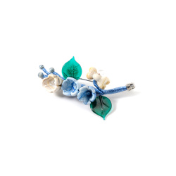 Šperky Murano Millefiori - Brošňa CRENGUTA - modro zelená