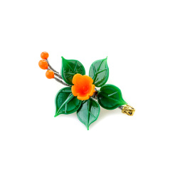 Šperky Murano Millefiori - Brošňa ROSA - zeleno oranžová