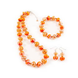 Šperky Murano Millefiori - Set SOPHIA - oranžový