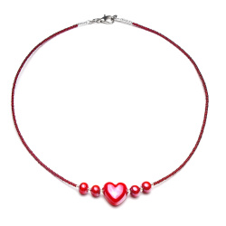 Šperky Murano Millefiori - Náhrdelník HEART - červený