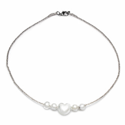 Šperky Murano Millefiori - Náhrdelník HEART - biely