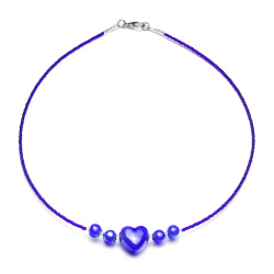 Šperky Murano Millefiori - Náhrdelník HEART - modrý