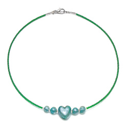 Šperky Murano Millefiori -  Náhrdelník HEART - zelený