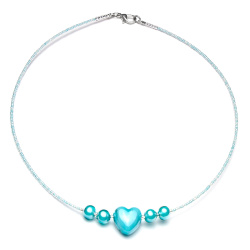 Šperky Murano Millefiori - Náhrdelník HEART - tyrkysový