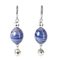 Šperky Murano Millefiori - Náušnice SERENA OCEAN - modro fialové