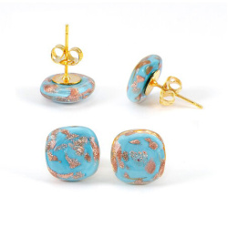  Šperky Murano Millefiori - Náušnice FRANCESCA - tyrkysové