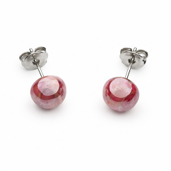  Šperky Murano Millefiori - Náušnice PERALDI - tmavoružové