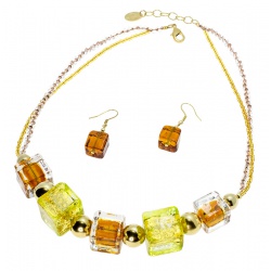 Šperky Murano Millefiori - Set CUBES  - zelená