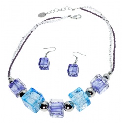 Šperky Murano Millefiori - Set CUBES  - tyrkysová