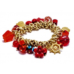 Šperky Murano Millefiori - Náramok DALIA  - červený