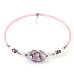 Šperky Murano Millefiori - Náhrdelník JENNIFER CORAL - ružovo fialový