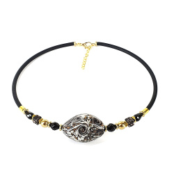 Šperky Murano Millefiori - Náhrdelník JENNIFER CHARCOAL - čierny