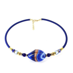Šperky Murano Millefiori - Náhrdelník JENNIFER NAVY - modrý