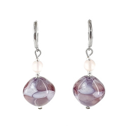 Šperky Murano Millefiori - Náušnice TINA CORAL - ružovo fialové