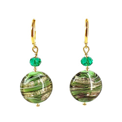Šperky Murano Millefiori - Náušnice TINA EMERALD - zelené