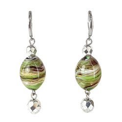 Šperky Murano Millefiori - Náušnice SERENA EMERALD - zelené