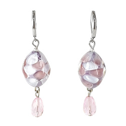 Šperky Murano Millefiori - Náušnice SERENA CORAL - ružovo fialový