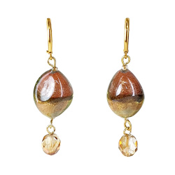 Šperky Murano Millefiori - Náušnice SERENA BRONZE - hnedé