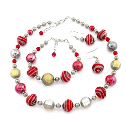 Šperky Murano Millefiori - Set CHIRAS - červený