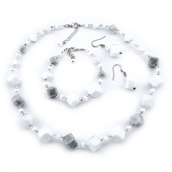 Šperky Murano Millefiori - Set DADA - biely