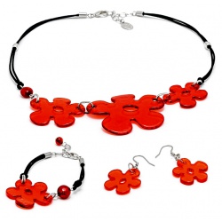 Šperky Murano Millefiori - Set CICONA - červený