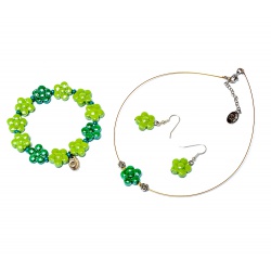 Šperky Murano Millefiori - Set DAISY - zelený A