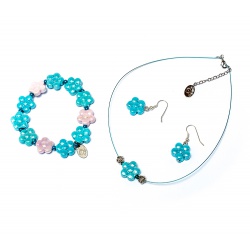 Šperky Murano Millefiori - Set DAISY - tyrkysový A