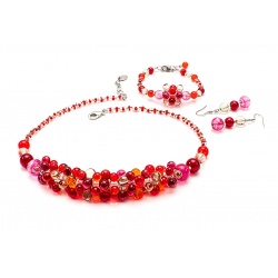 Šperky Murano Millefiori - Set BALLS - červený