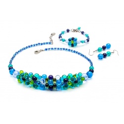 Šperky Murano Millefiori - Set BALLS - tyrkysový