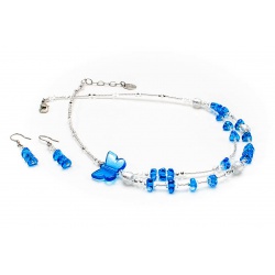 Šperky Murano Millefiori - Set BUTTERFLY - tyrkysový