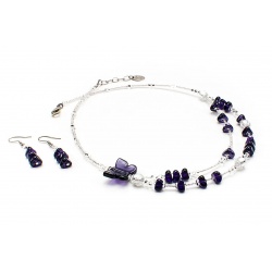 Šperky Murano Millefiori - Set BUTTERFLY - fialový