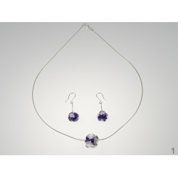Šperky Murano Millefiori - CHANEL SET - fialová
