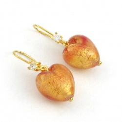 Šperky Murano Millefiori - Náušnice CHERI - zlato-oranžové