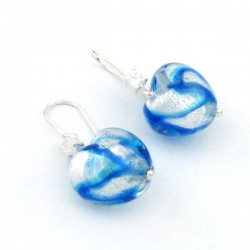 Šperky Murano Millefiori - Náušnice CHERI - bielo-modré