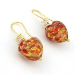 Šperky Murano Millefiori - Náušnice CHERI - zlato - hnedé