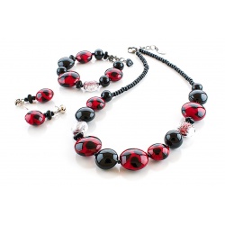 Šperky Murano Millefiori - Set CHIANA - červený