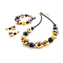 Šperky Murano Millefiori - Set CHIANA - hnedý
