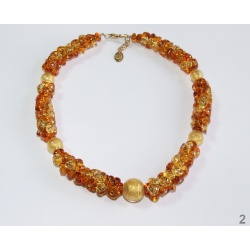Šperky Murano Millefiori - Náhrdelník ELEGANT - zlatý